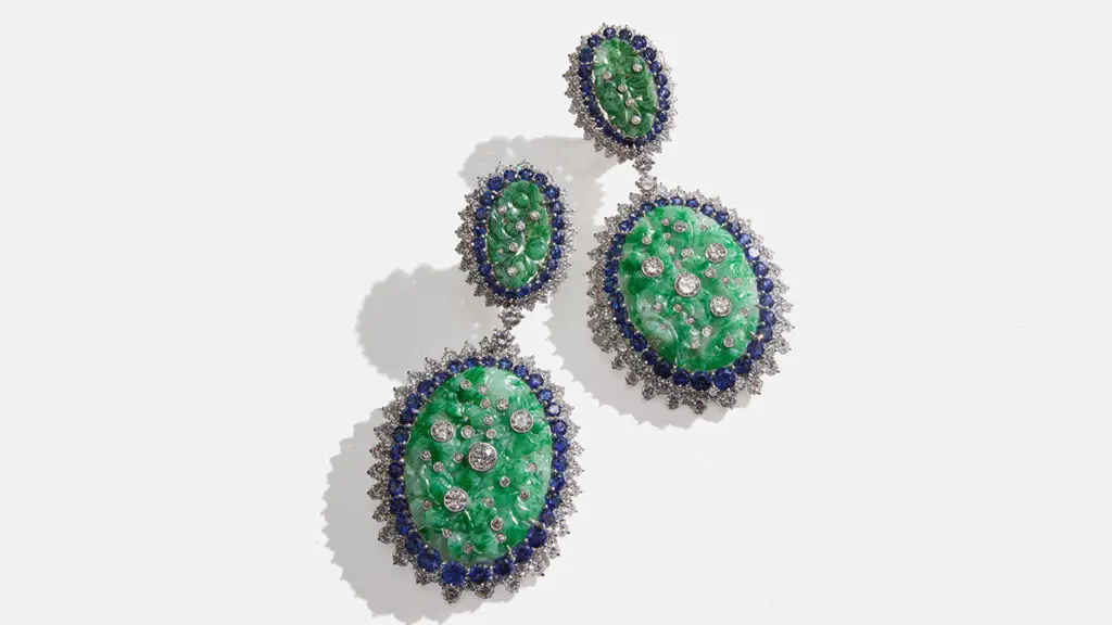 Jade and sapphire earrings image