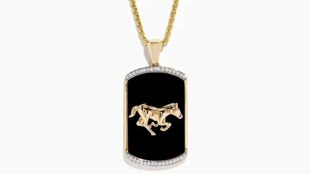 Effy men’s horse pendant in 14-karat yellow gold, onyx and diamonds image