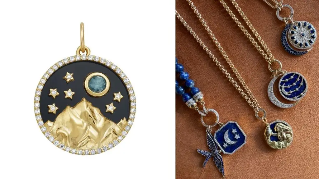 A selection of gold and gemstone pendants image