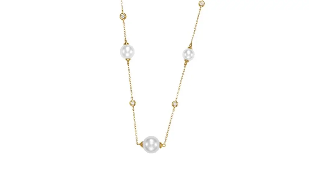 Mastoloni Pearls necklace with cultured white freshwater pearls and diamonds image