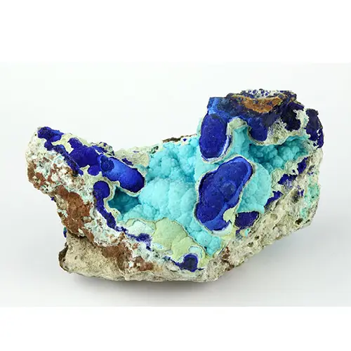 Chalcocite azurite specimen. (Musée de Minéralogie Mines Paris - PSL / E. Gaillou)