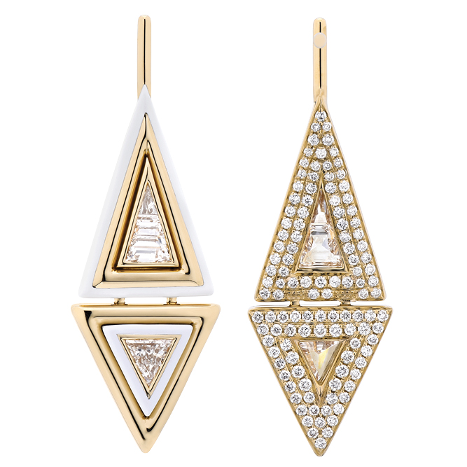 Diamond, enamel and gold earrings, by Lugano Diamonds image