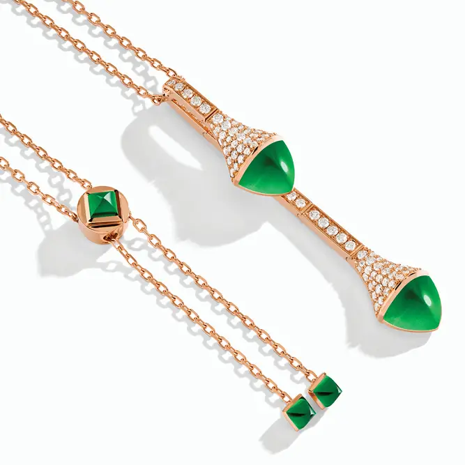 Marli Cleo teardrop pendant with green agate and diamonds image