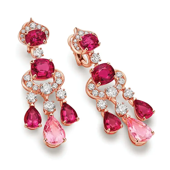 Bulgari pink-gold earrings with morganites, rubellites and diamonds image