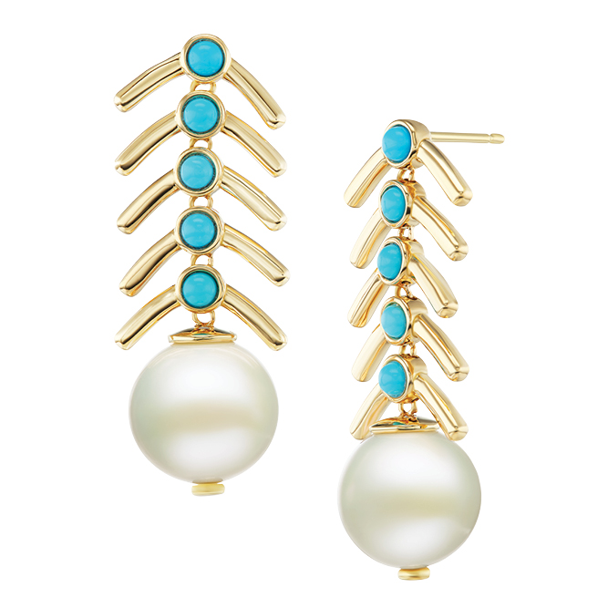 Beck Piska earrings with turquoise and pearls image