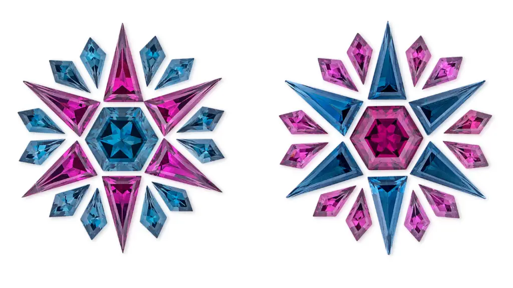 Fancy-cut London blue topaz and rhodolite garnets by Shanu G image