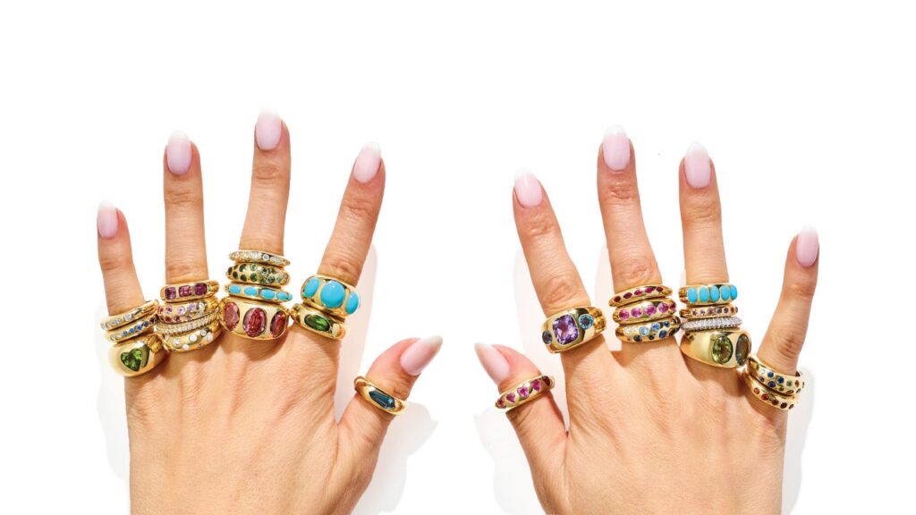 Claudia Mae rings on model image