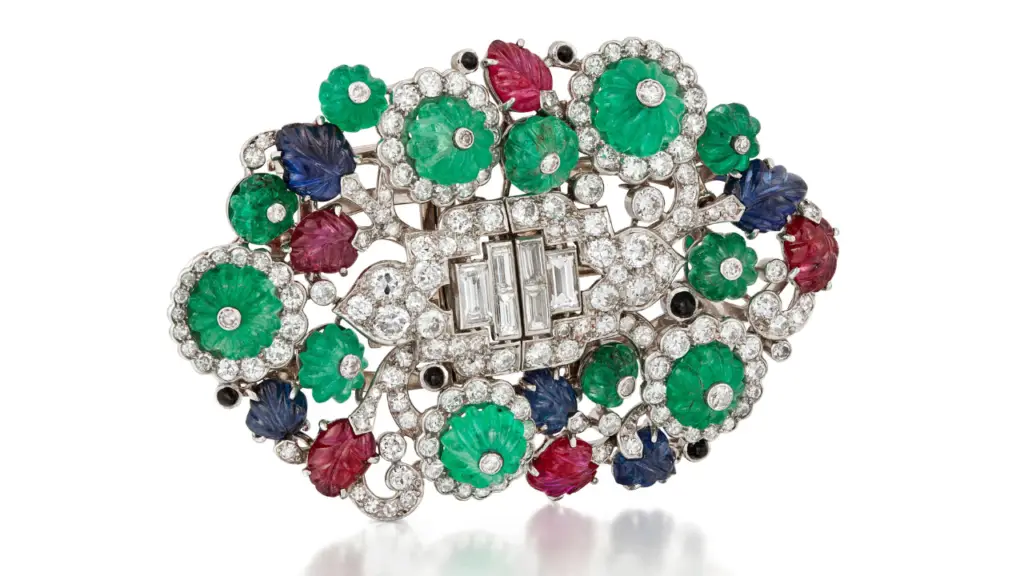 A Cartier tutti frutti double-clip brooch, circa 1930 image