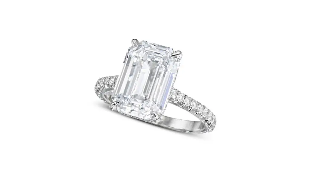 Emerald cut diamond ring at Christie's image