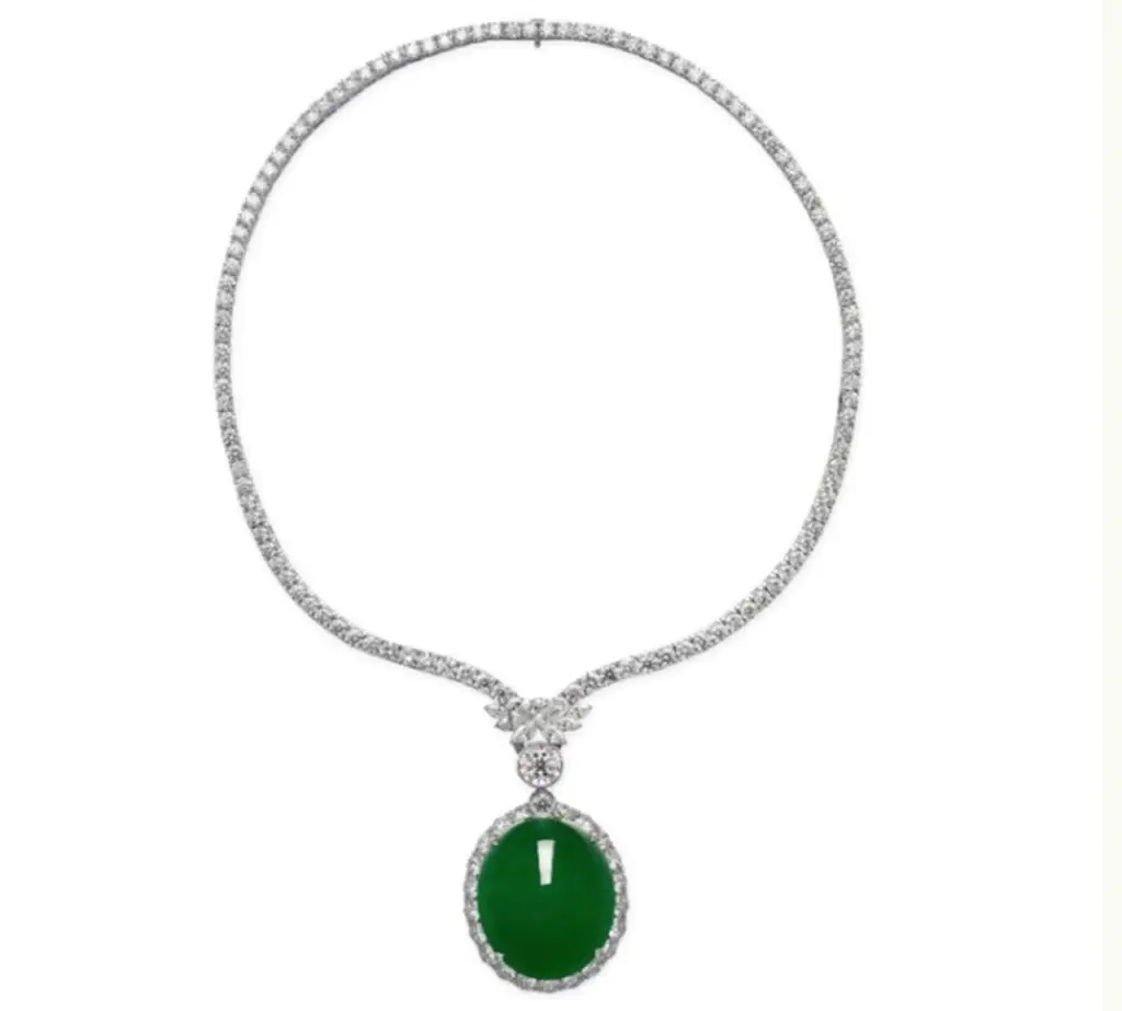 jadeite diamond necklace image