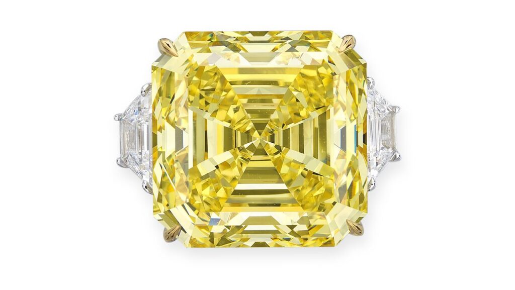 29.49-carat, fancy-vivid-yellow diamond ring, Christies image