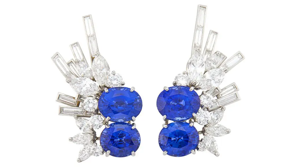 Pair of platinum earrings at Doyle image