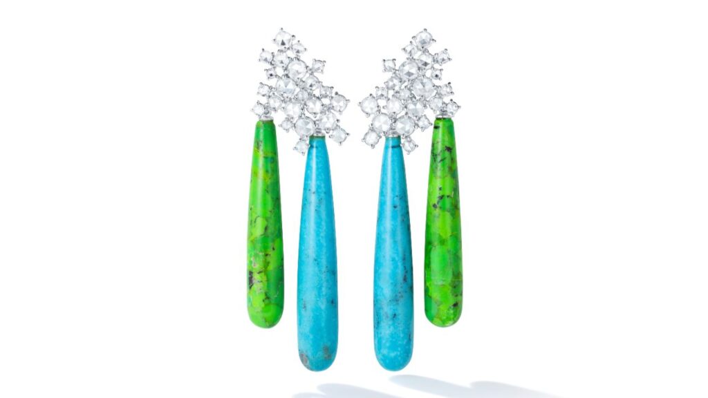 Turquoise and diamond earrings by Karina Choudhrie image
