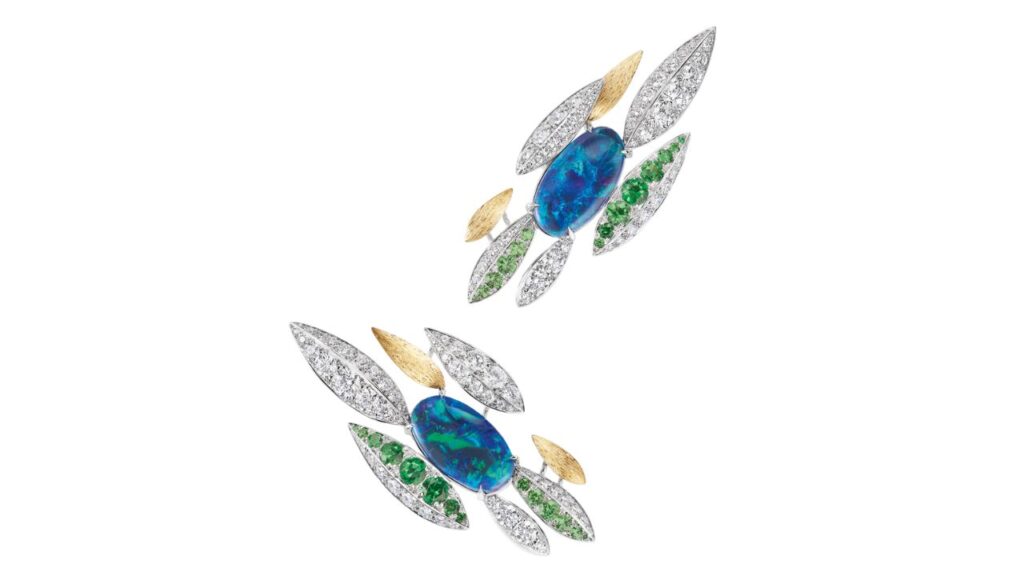 A pair of brooches from Chaumet’s Bamboo collection with opals, diamonds and tsavorites image