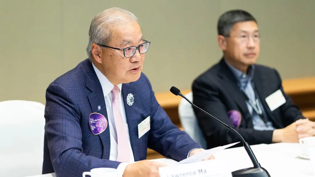 Lawrence Ma (left) and Winston Chow speak during a media event at the Hong Kong show image