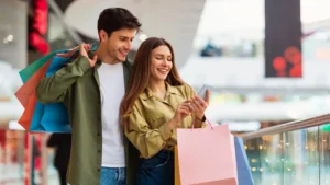 Shoppers at a mall image