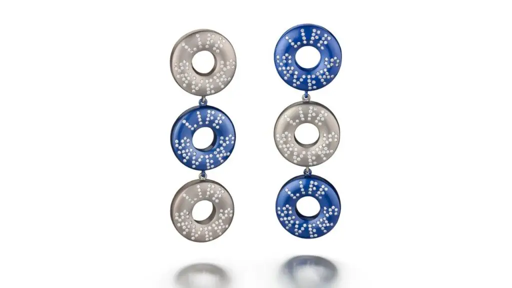 Titanium and diamond Life Savers earrings by Suzanne Syz image