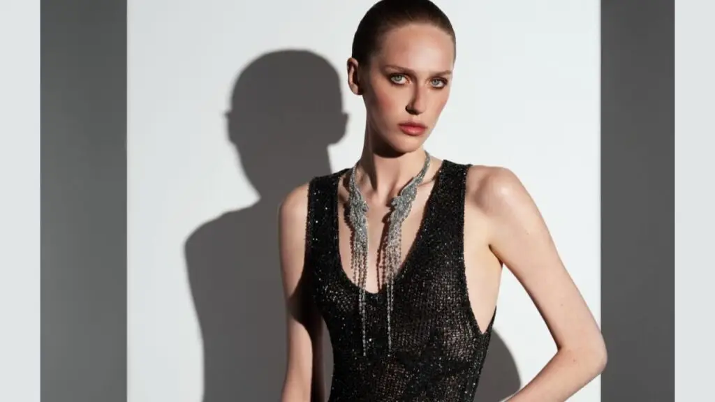 Model wearing a diamond necklace from Chanel’s Reach for the Stars collection image