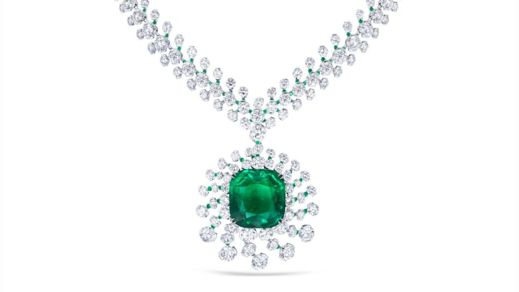 The emerald and diamond Riviera Emerald necklace by David Morris image