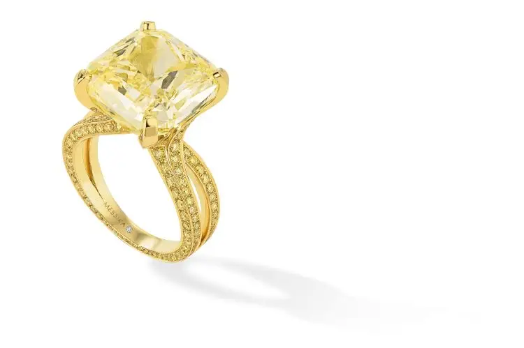 Messika 15.8-carat yellow diamond solitaire ring. (Messika)