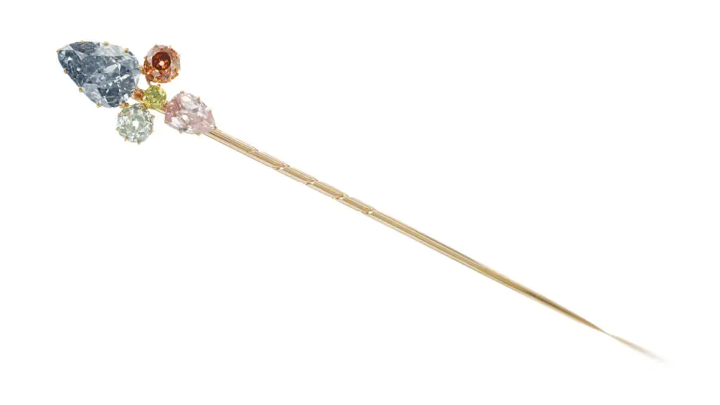 Image of multiple color diamonds tie pin which belonged to Czar Ferdinand of Bulgaria