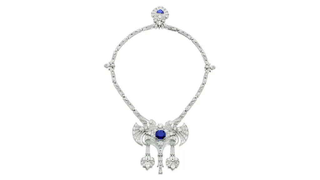 Egyptian-revival-style sapphire and diamonds necklace image