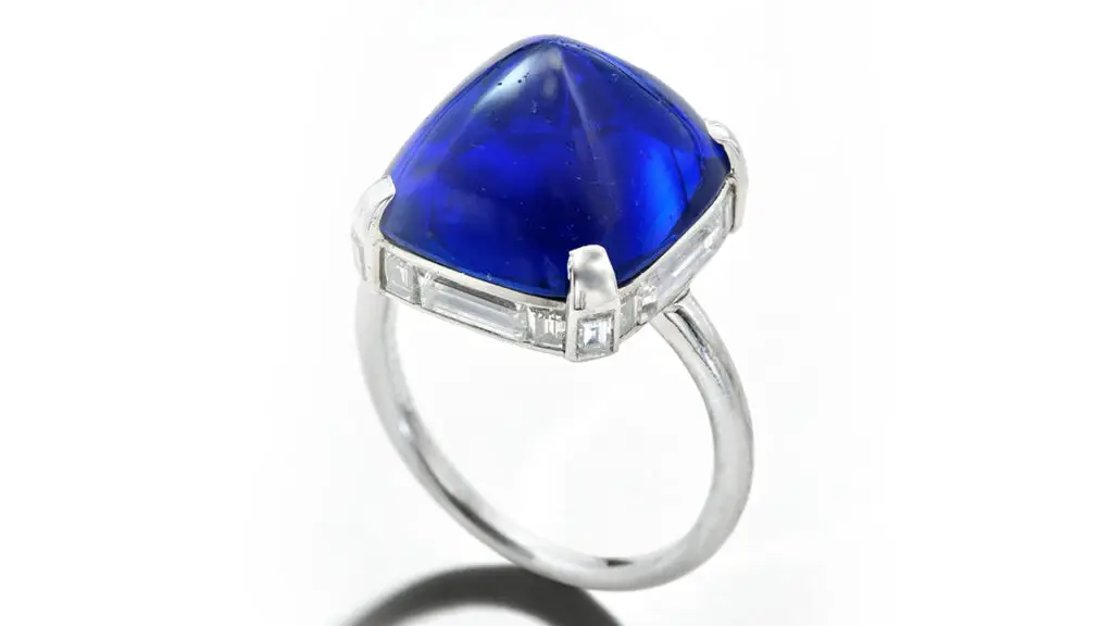 Cartier Kashmir sapphire 14.51 carats with diamond accents, Sotheby’s image