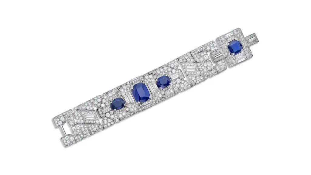Cartier bracelet with cushion-cut sapphires as well as old European, single-cut and baguette diamonds at Sotheby's image