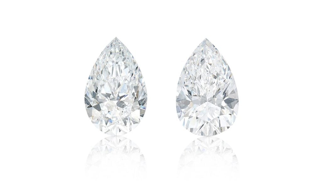 Pair of unmounted pear-shaped diamonds at Sotheby's image