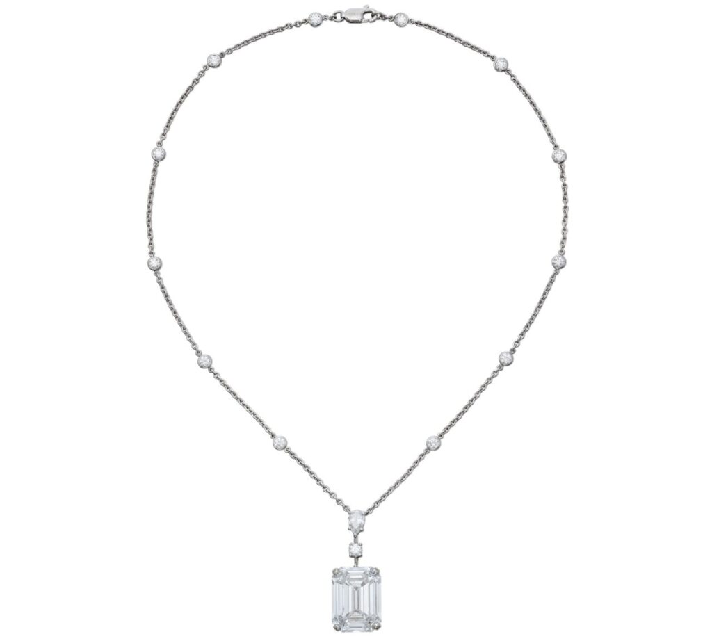 Graff emerald cut diamond necklace image