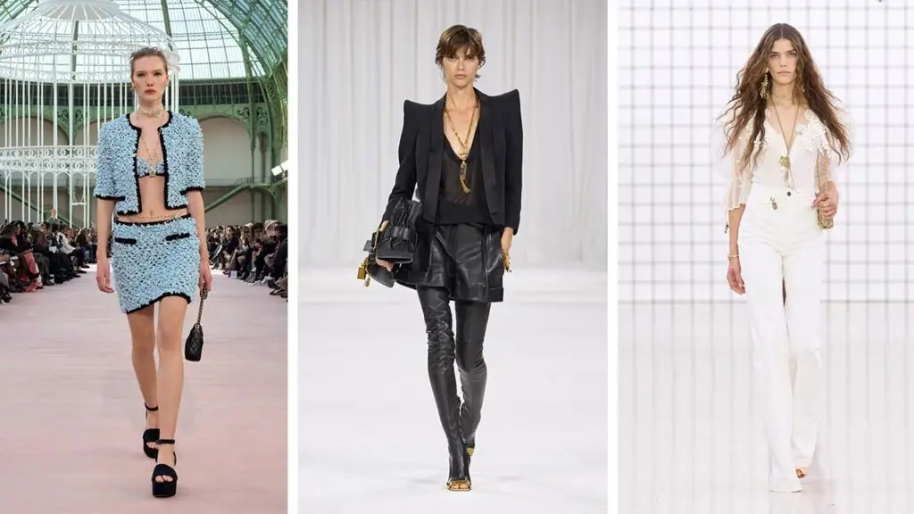 Spring-summer ’25 runway looks from (left to right) Chanel, Balmain, and Chloe image