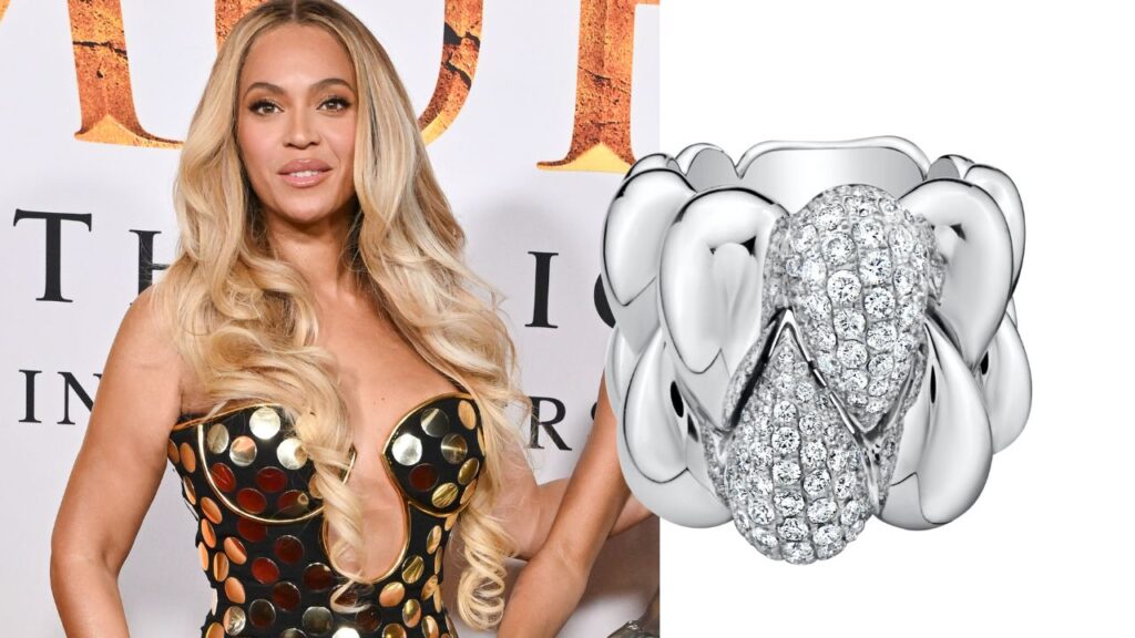 Beyoncé next to a Lionheart ring that Mega Mega Projects arranged for her image