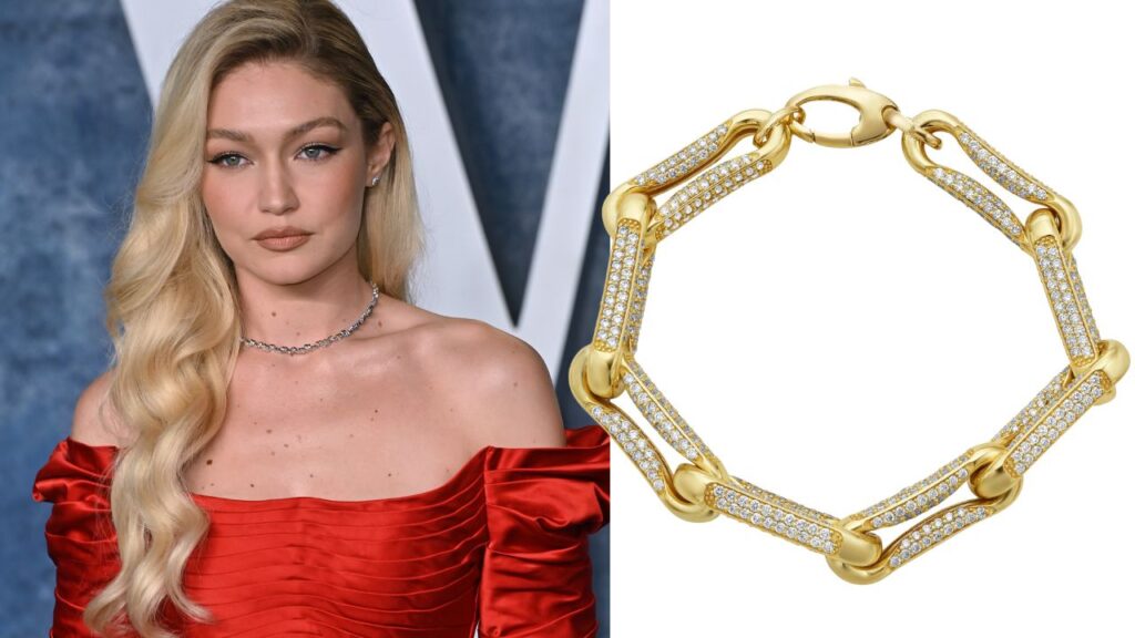Gigi Hadid next to a Lionheart bracelet she got through the PR agency