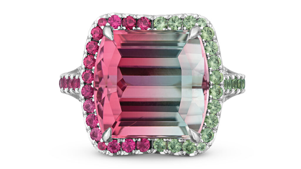 Bicolor-tourmaline ring by Omi Gems image