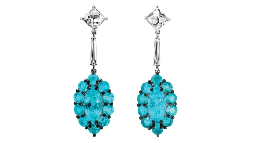 Paraiba and diamond earrings by Leon Megé image