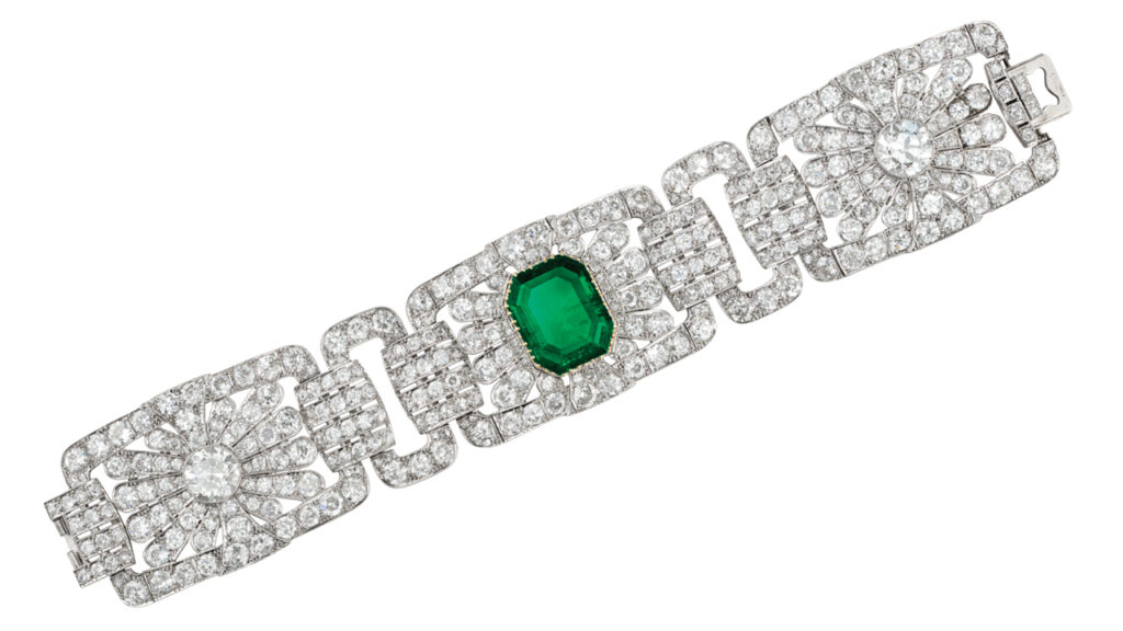 Van Cleef & Arpels emerald and diamond Art Deco bracelet image