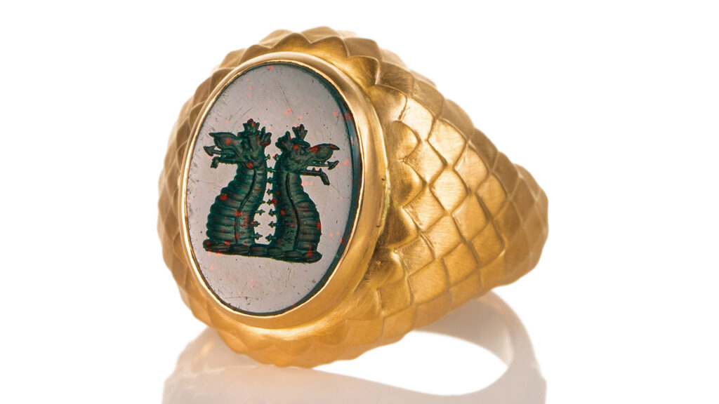 Seal & Scribe Double Dragon signet ring image