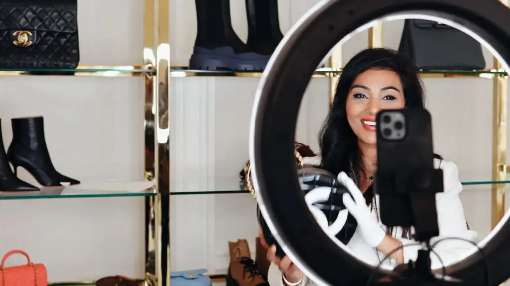 Luxury Promise founder Sabrina Sadiq hosting a live stream image