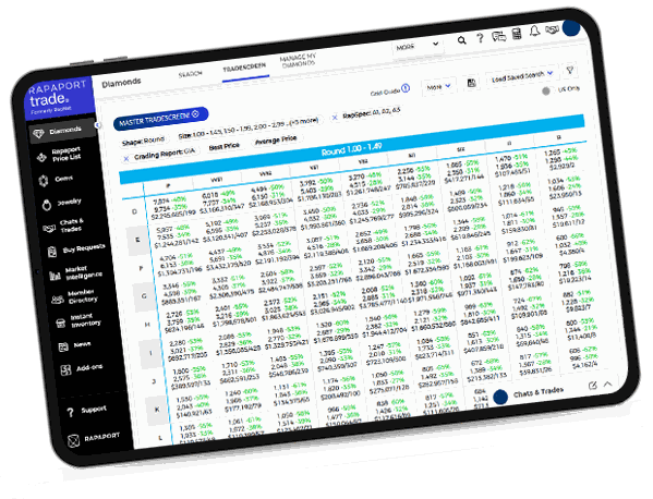Rapaport Trade Screen Image
