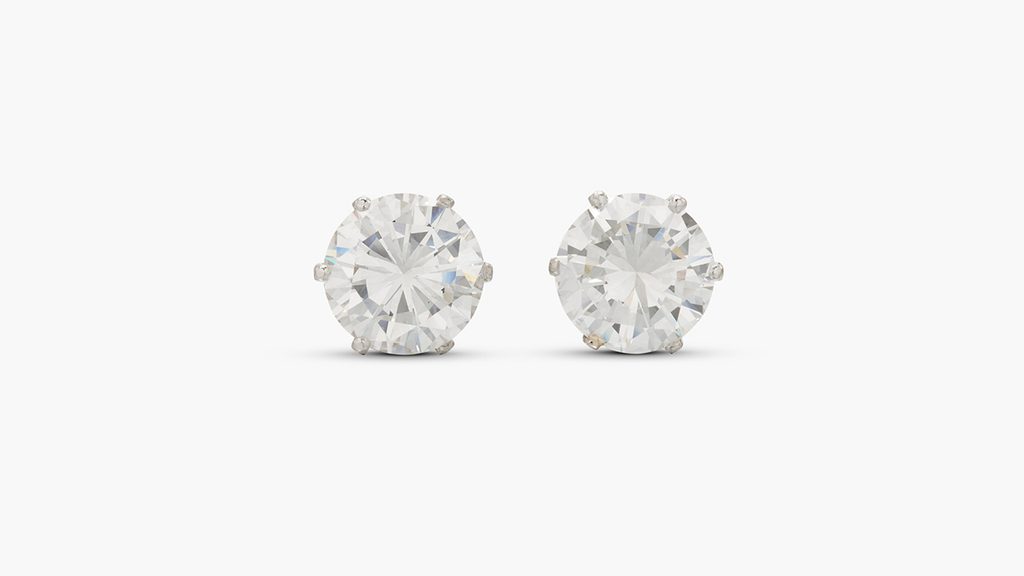 A pair of earrings, claw-set with brilliant-cut diamonds of 5.51 and 5.78 carats at Sotheby's image