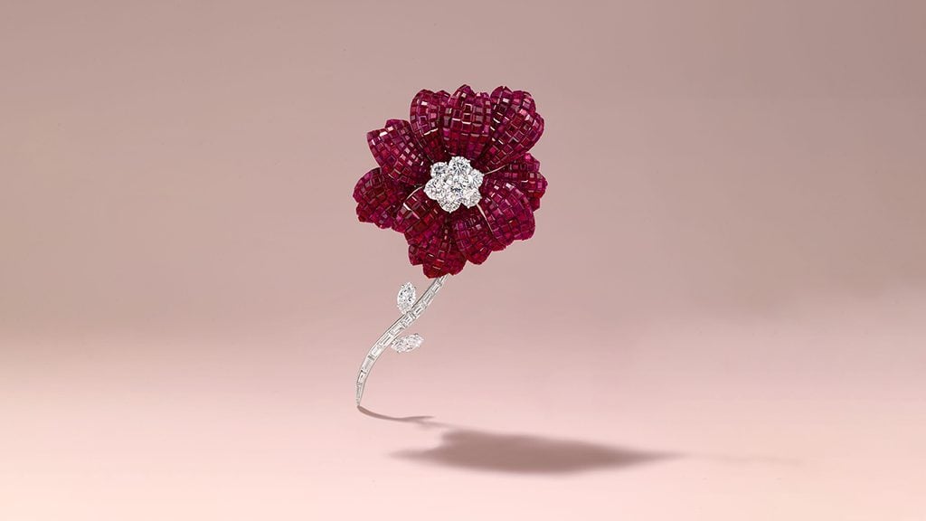 Another Van Cleef & Arpels piece is this ruby and diamond mystery-set floral brooch at Christie's image