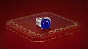 The Cartier 21.05-carat sapphire ring leading the sale at Christie's image
