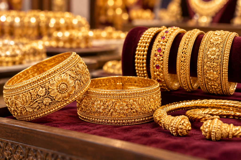 gold bangles and kada jewelry image